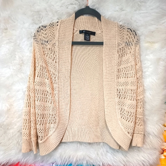 89th & Madison Beige Tan Open Front Long Sleeve Cardigan Size M - Picture 1 of 8
